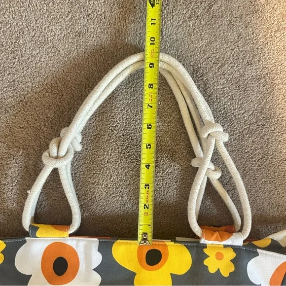 Vibrant Floral Tote Bag in Gray and Orange - Picture 8 of 8